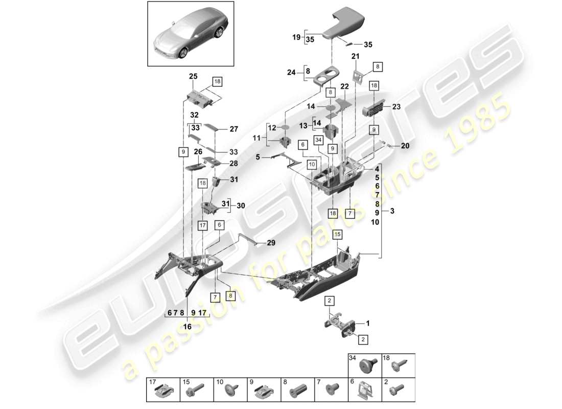 a part diagram from the porsche panamera parts catalogue