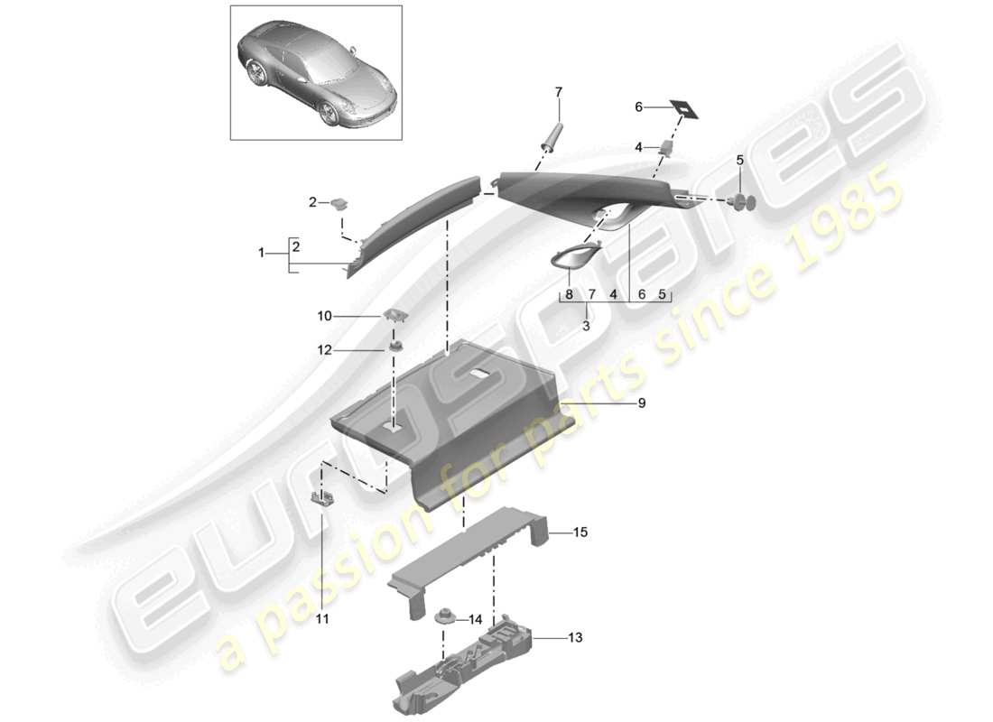 VIEW PARTS DIAGRAMS FROM THE PORSCHE 991 PARTS CATALOGUE a part diagram from the porsche 991 parts catalogue