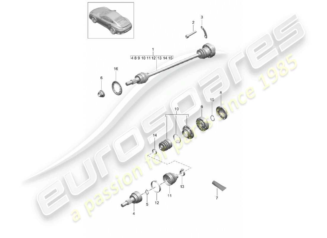 a part diagram from the porsche 991 parts catalogue