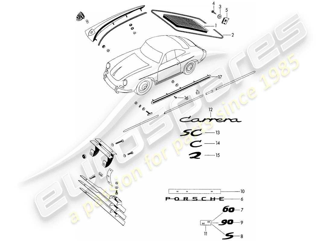 a part diagram from the porsche 1962 (356b/356c) parts catalogue