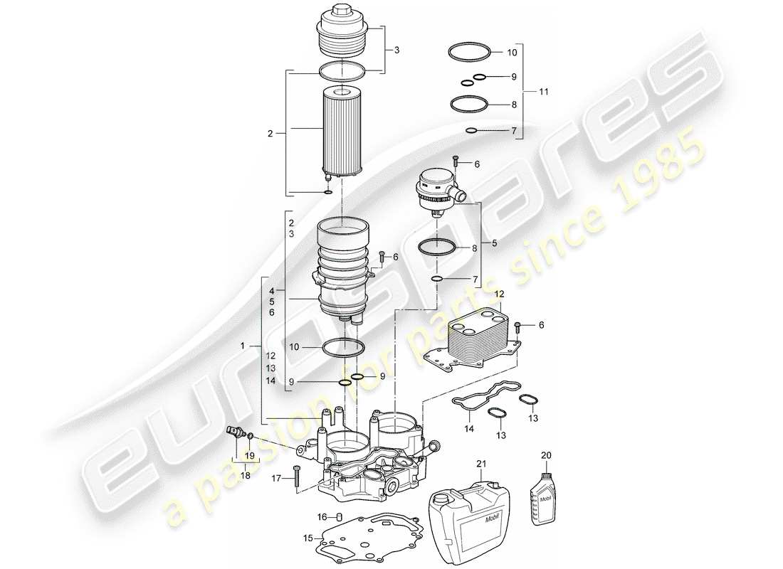 a part diagram from the porsche 2009 (cayenne e1 9pa) parts catalogue