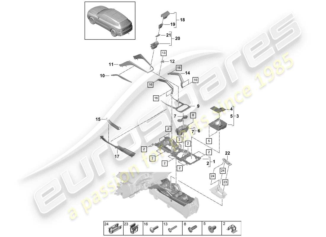 a part diagram from the porsche 2020 (cayenne e3 9ya/9yb) parts catalogue