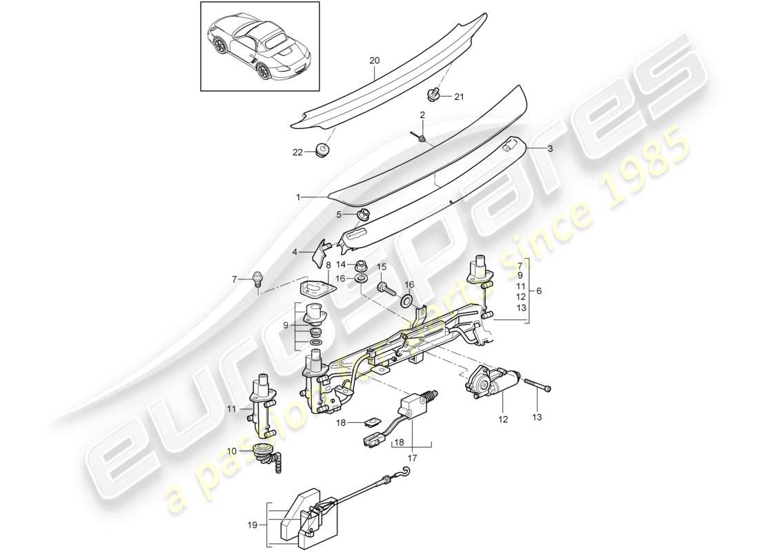 a part diagram from the porsche 2012 (987 boxster) parts catalogue