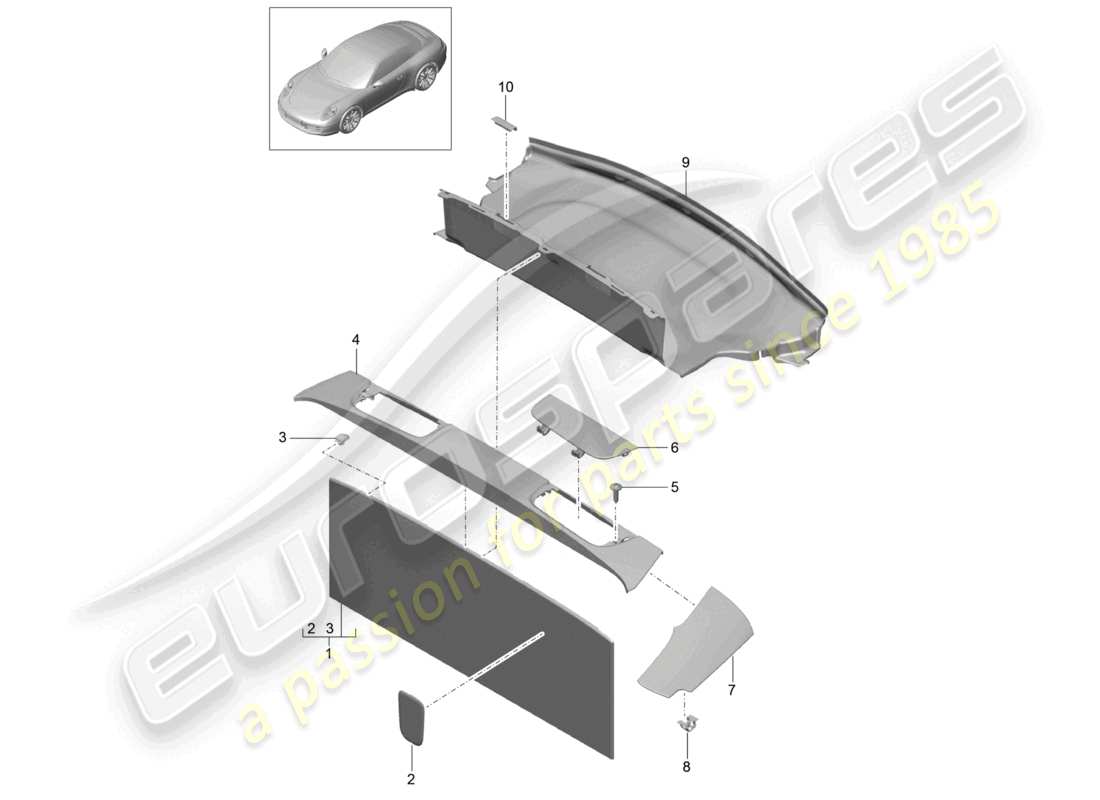 a part diagram from the porsche 991 parts catalogue