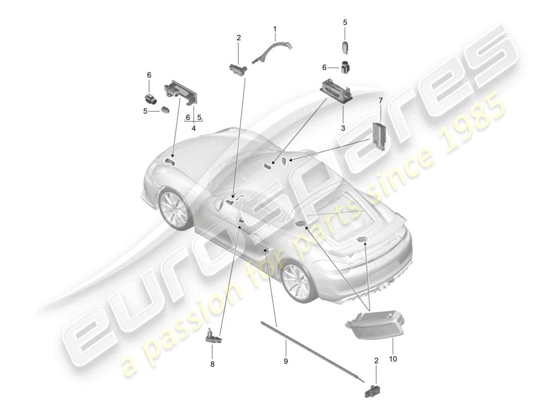 a part diagram from the porsche 2016 (981 cayman gt4) parts catalogue