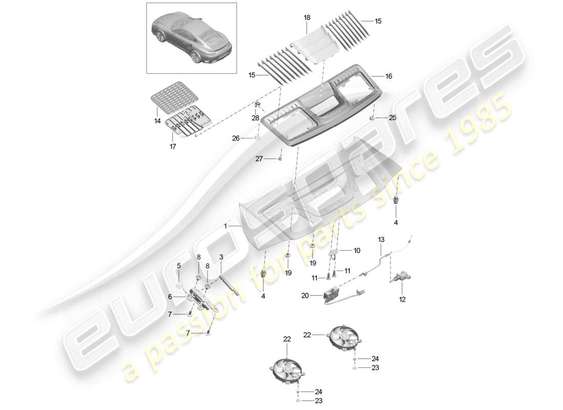 a part diagram from the porsche 2014 (991-1 turbo) parts catalogue