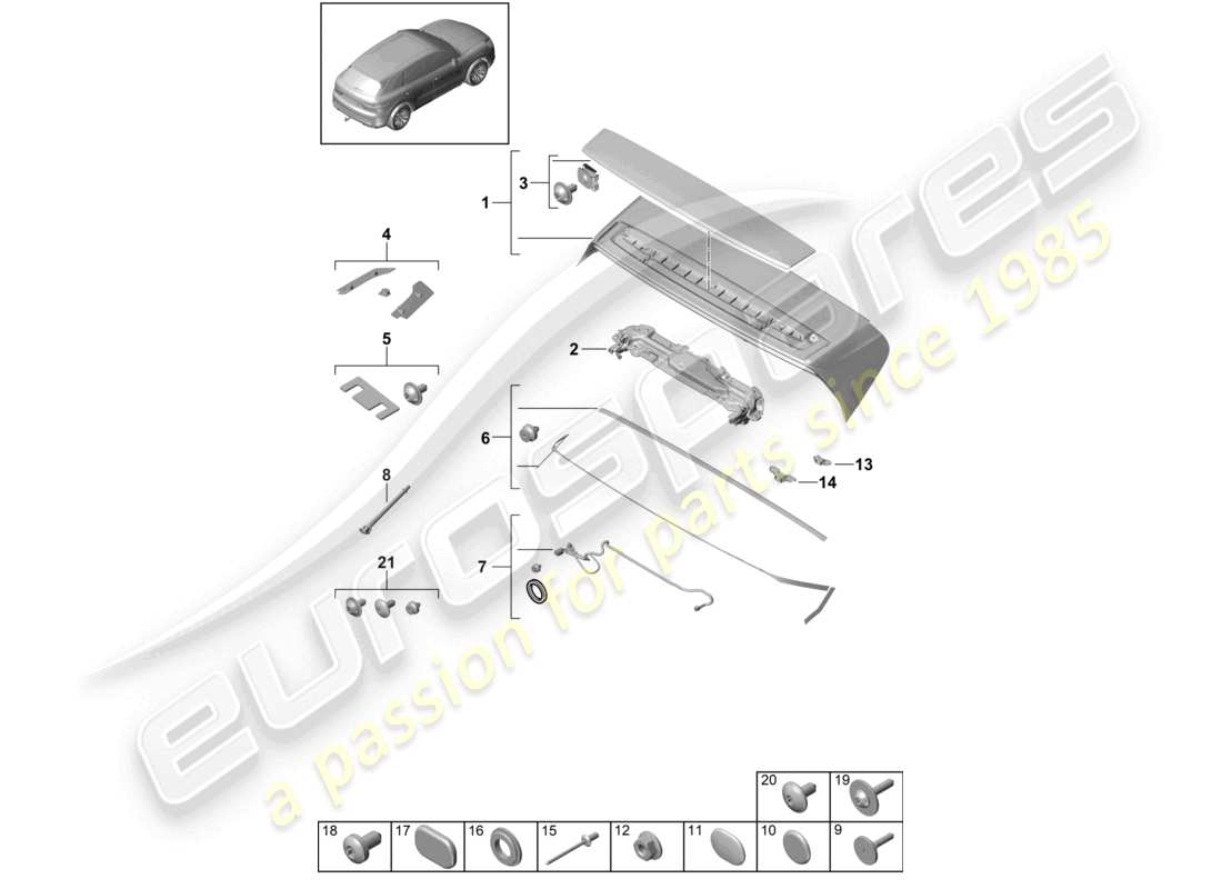 a part diagram from the porsche 2020 (cayenne e3 9ya/9yb) parts catalogue