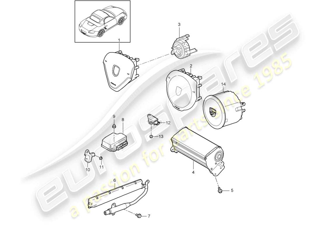 a part diagram from the porsche 2010 (987 boxster) parts catalogue