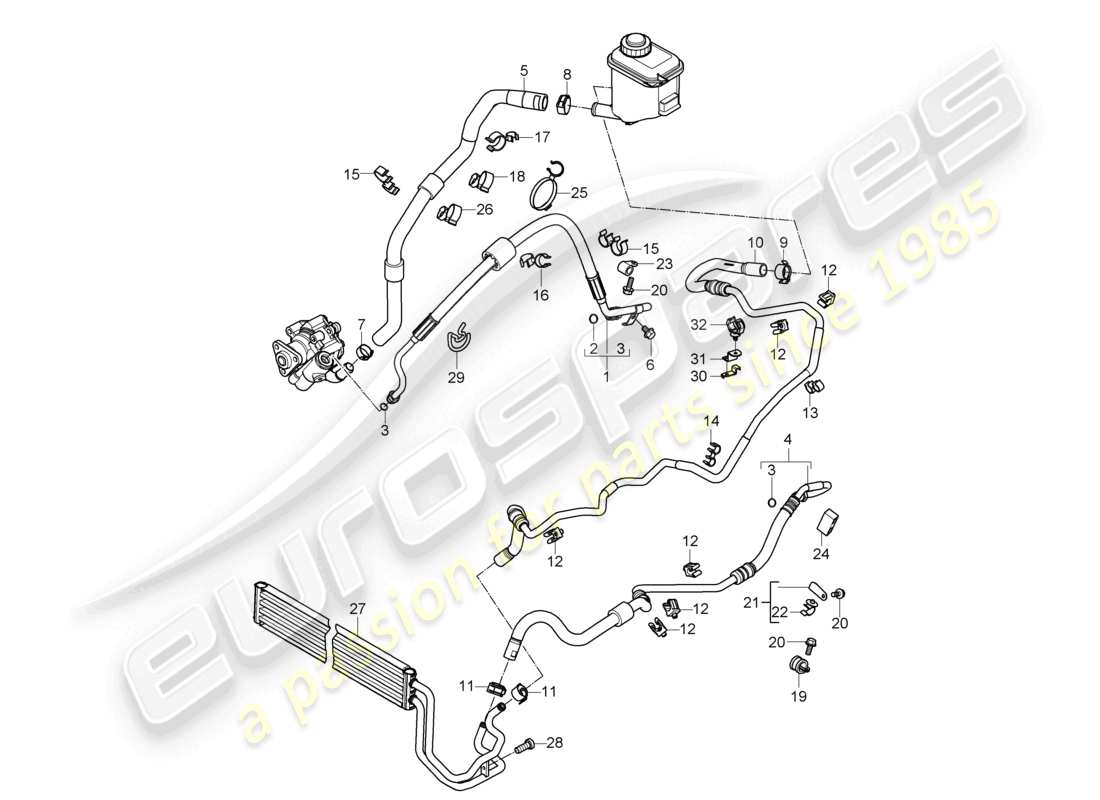 a part diagram from the porsche 2009 (cayenne e1 9pa) parts catalogue