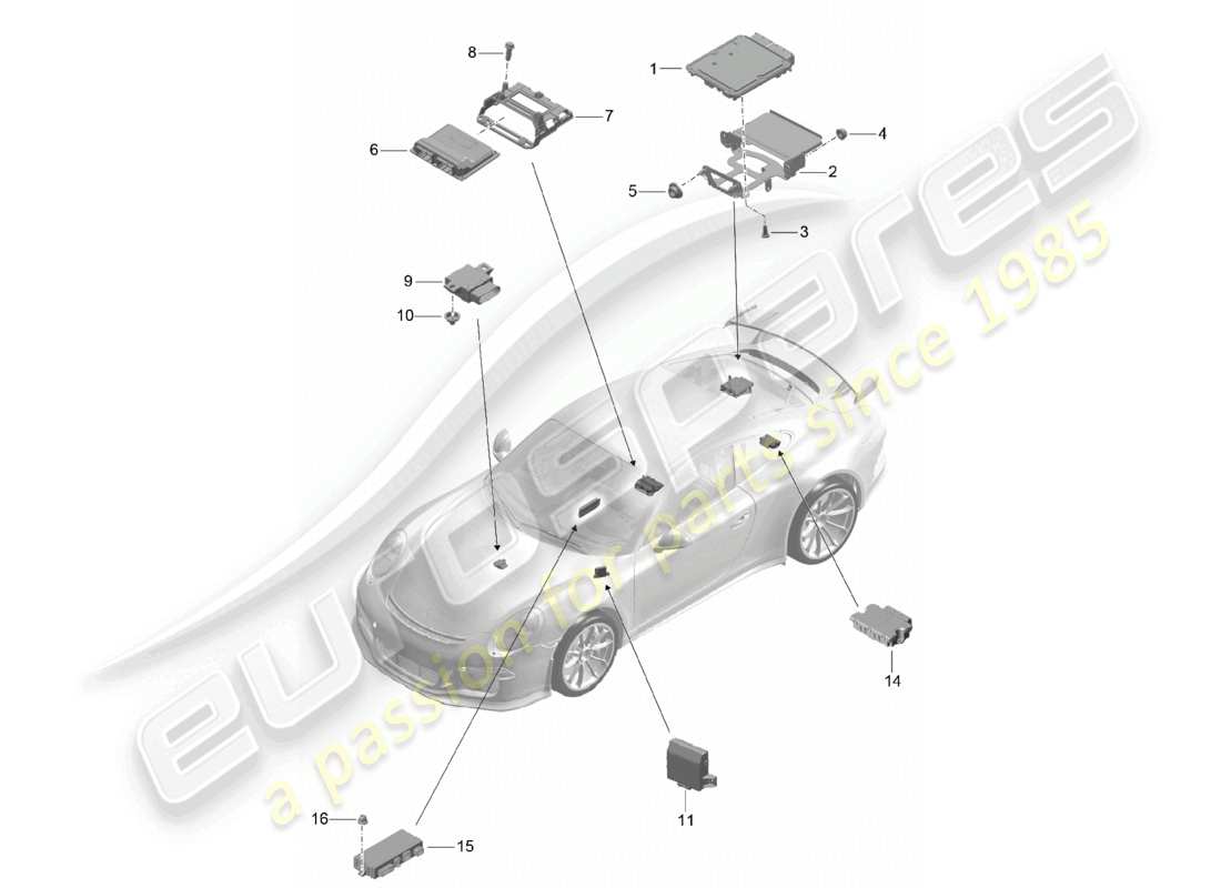 a part diagram from the porsche 2014 (991-1 r/gt3/rs) parts catalogue