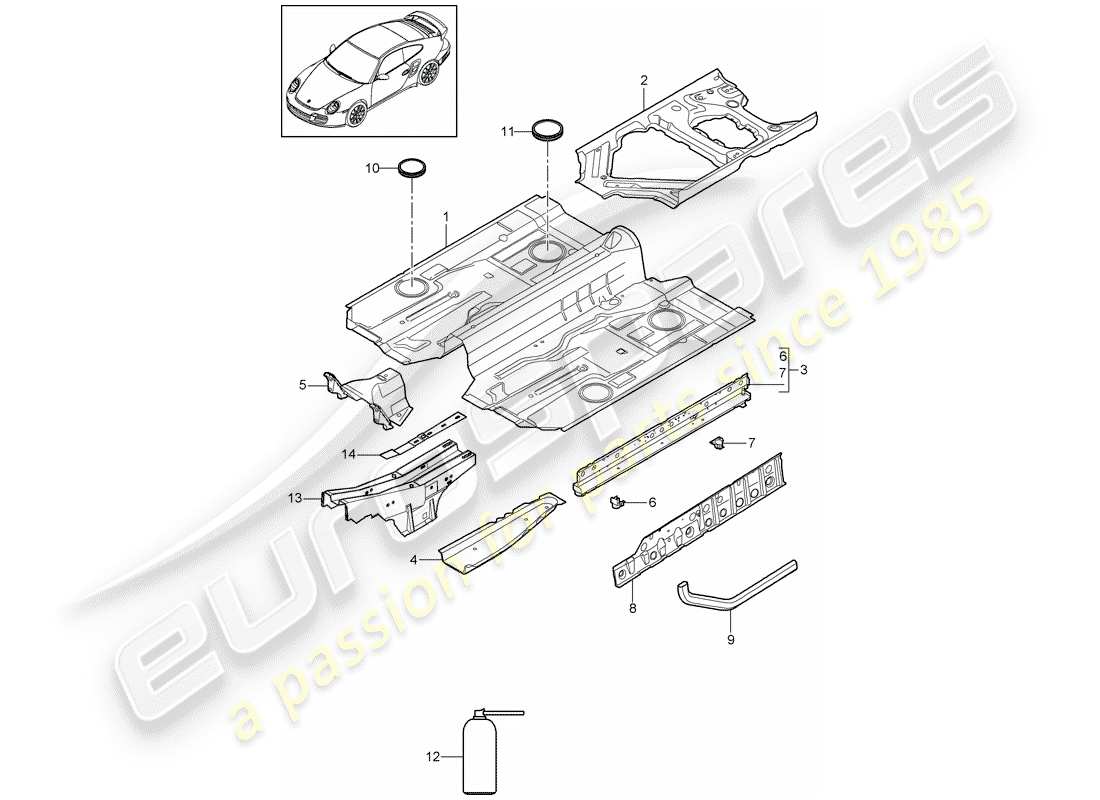 a part diagram from the porsche 2013 (997-2 turbo / gt2 rs) parts catalogue