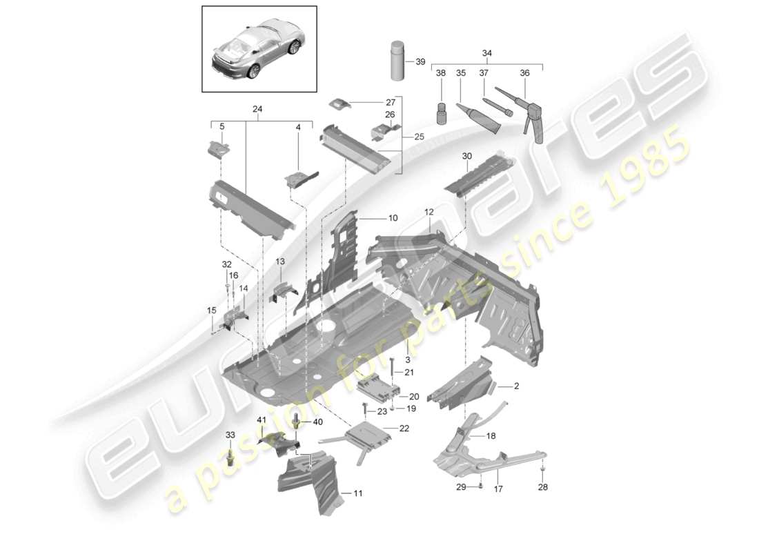 a part diagram from the porsche 2016 (991-1 r/gt3/rs) parts catalogue