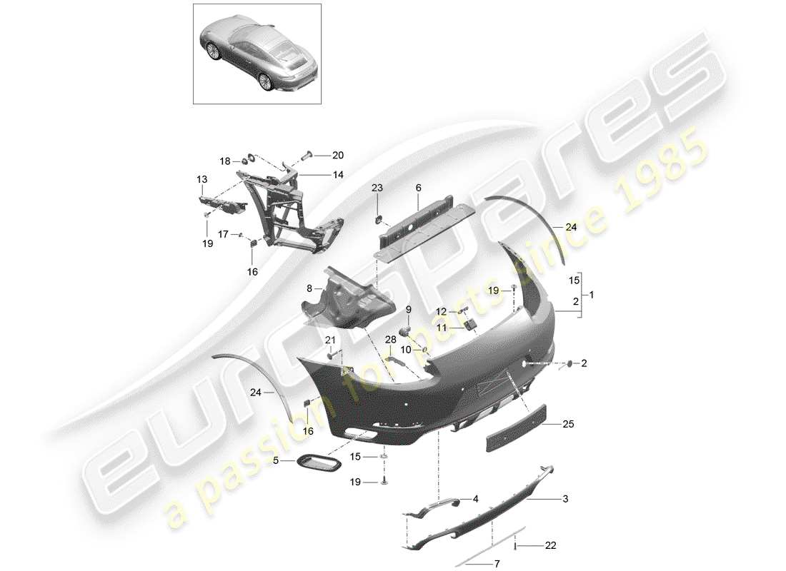 a part diagram from the porsche 991 parts catalogue