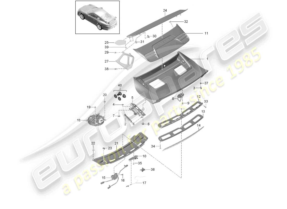 a part diagram from the porsche 2014 (991-1 r/gt3/rs) parts catalogue