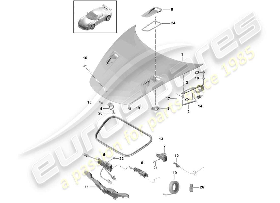 a part diagram from the porsche 991 parts catalogue