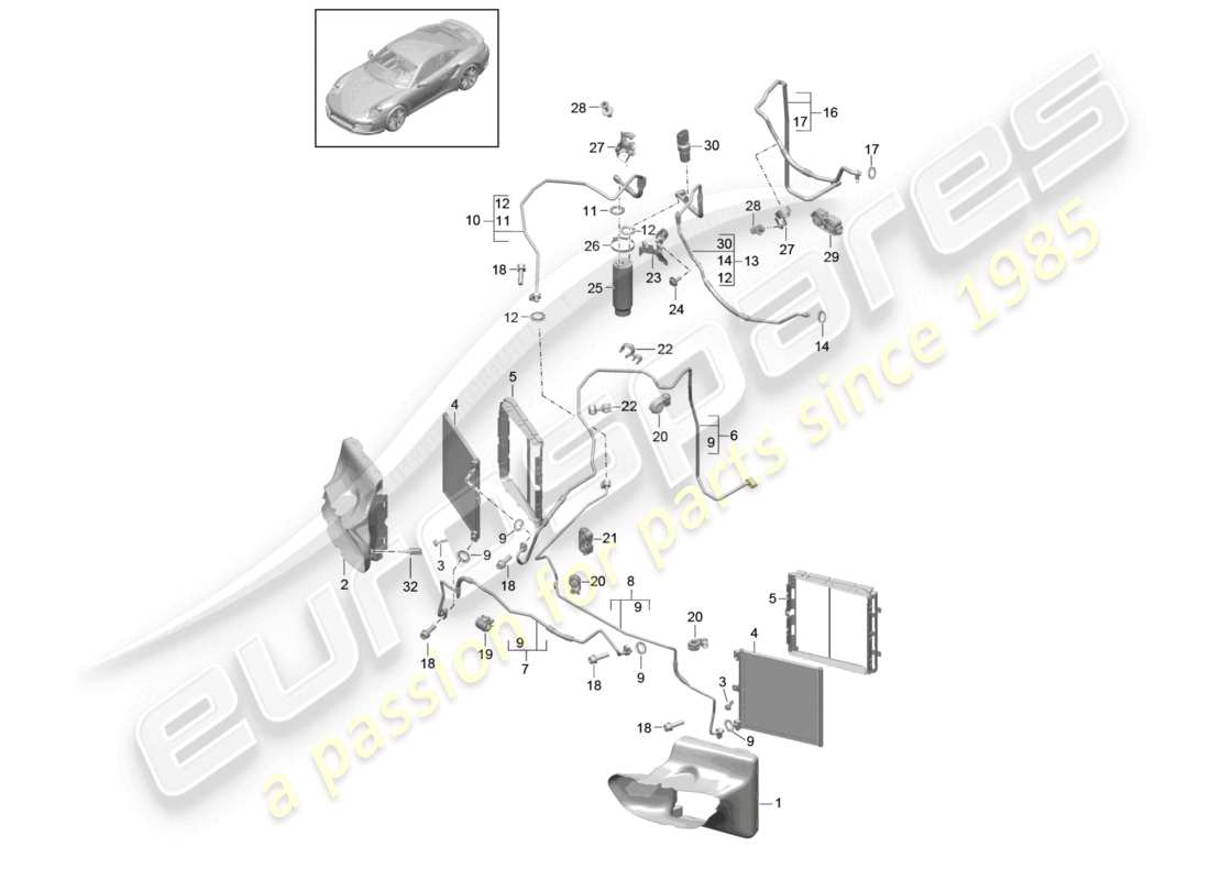 VIEW PARTS DIAGRAMS FROM THE PORSCHE 991 PARTS CATALOGUE a part diagram from the porsche 991 parts catalogue