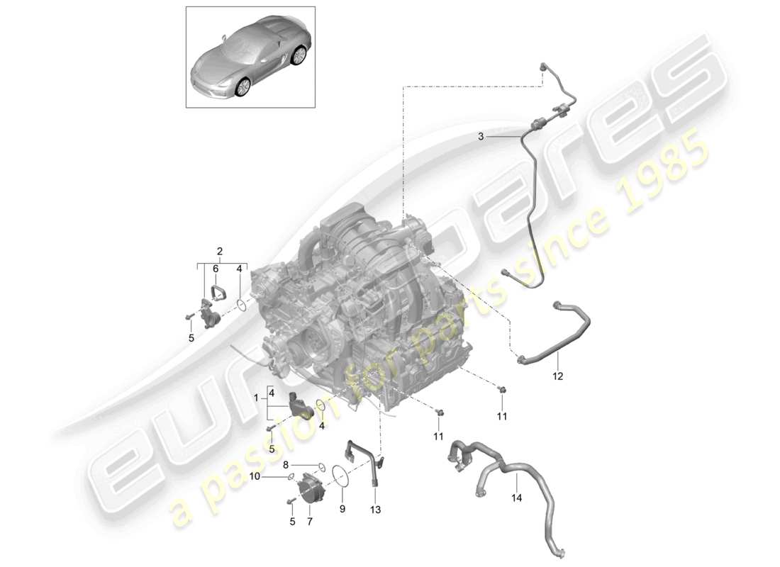 a part diagram from the porsche 2016 (981 boxster spyder) parts catalogue