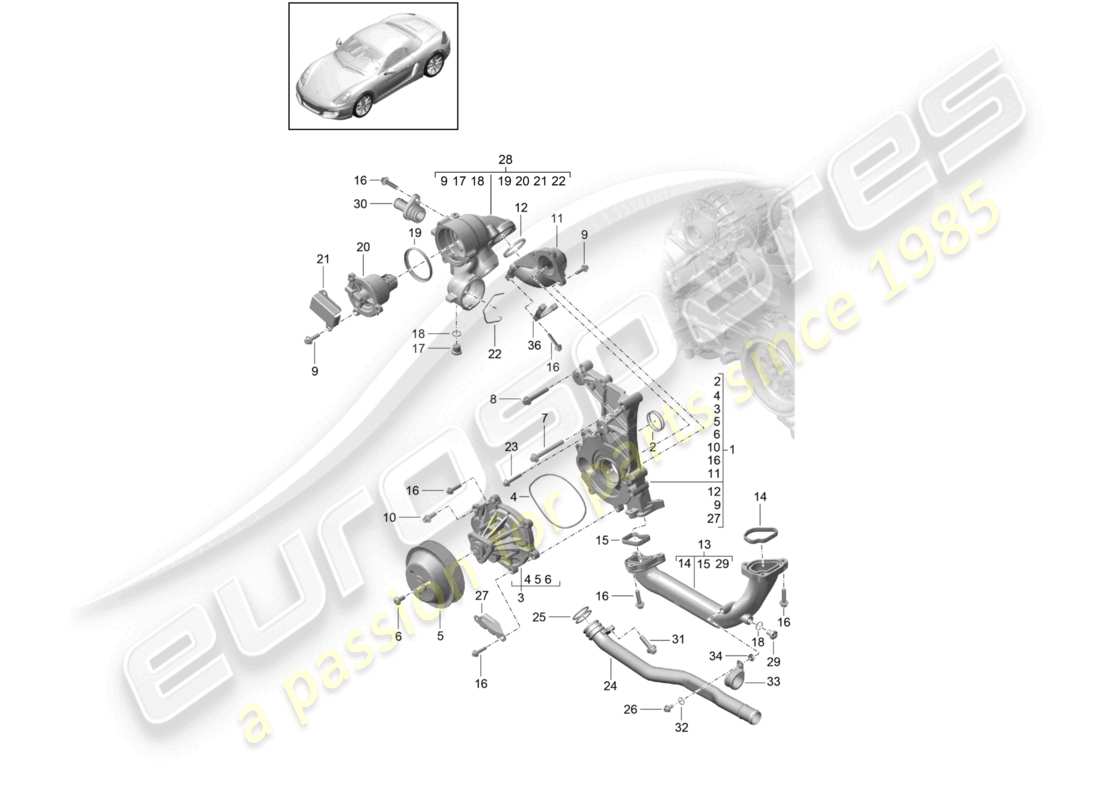 a part diagram from the porsche boxster parts catalogue