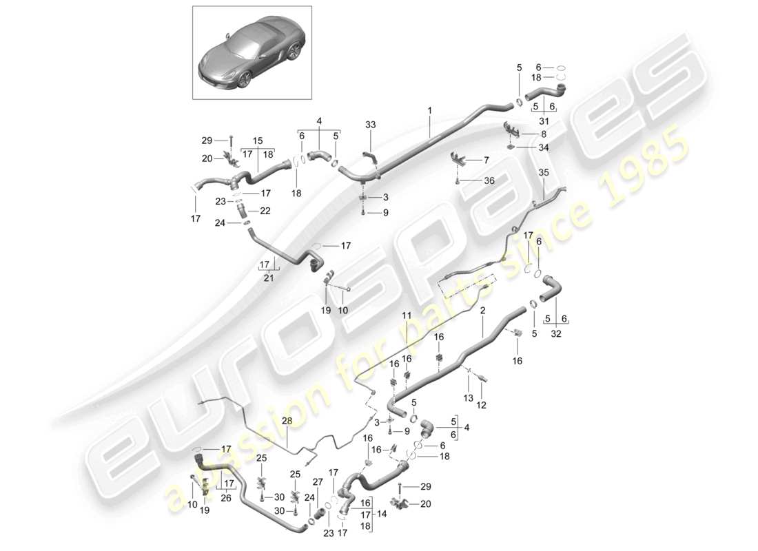 a part diagram from the porsche 2015 (981 boxster) parts catalogue