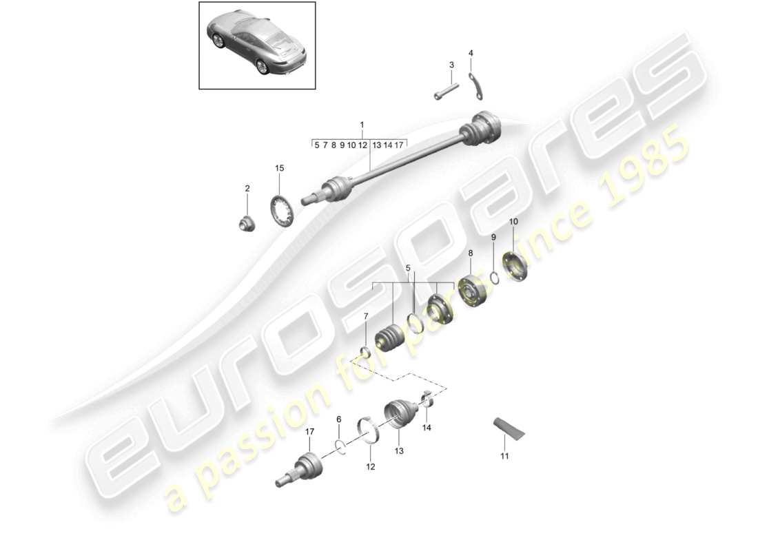 a part diagram from the porsche 991 parts catalogue