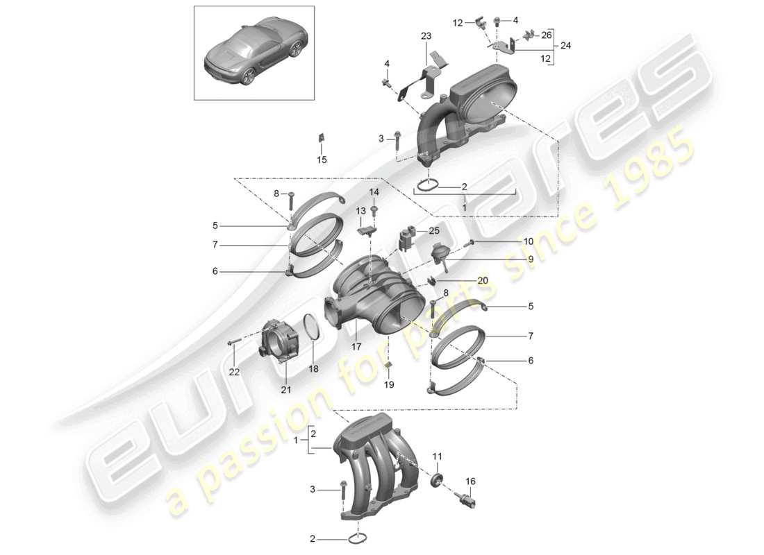a part diagram from the porsche 2015 (981 boxster) parts catalogue