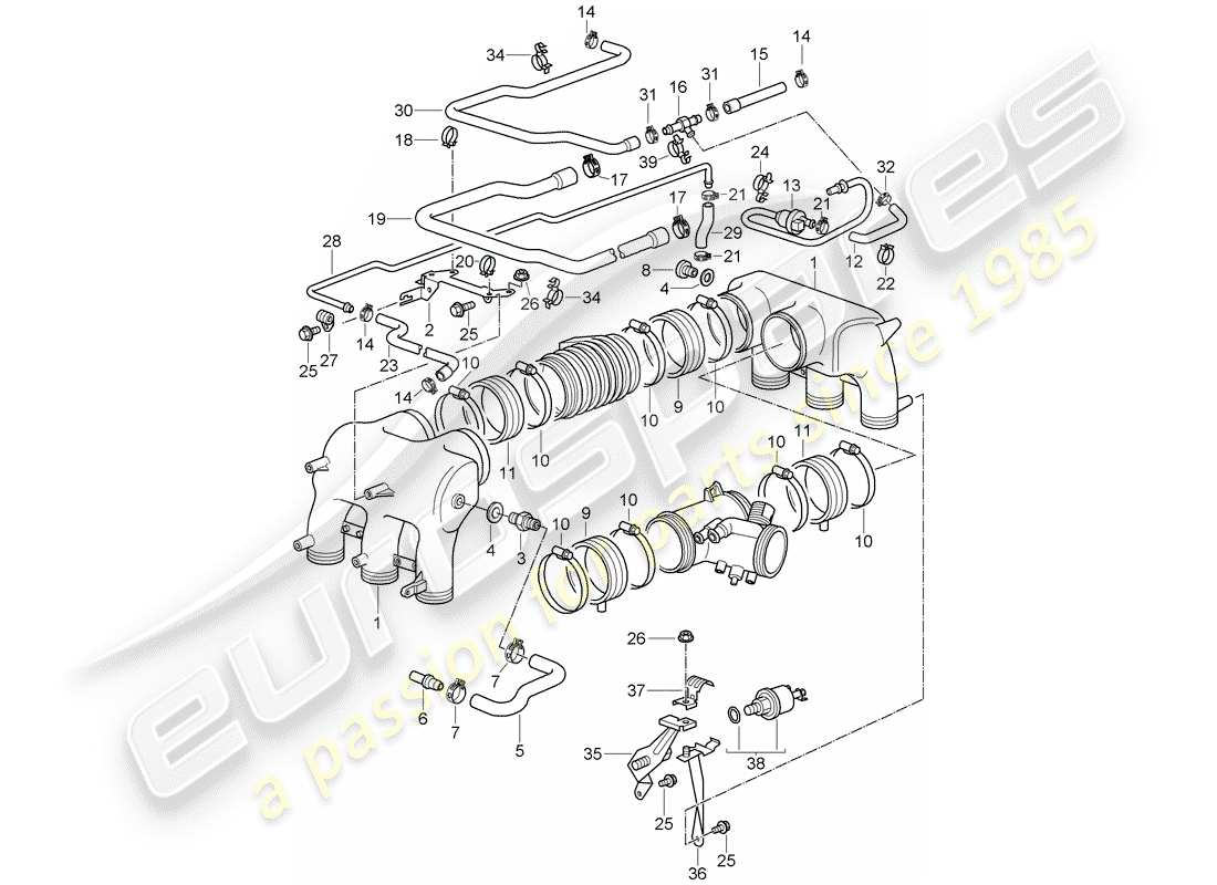 a part diagram from the porsche 2003 (996 gt3) parts catalogue