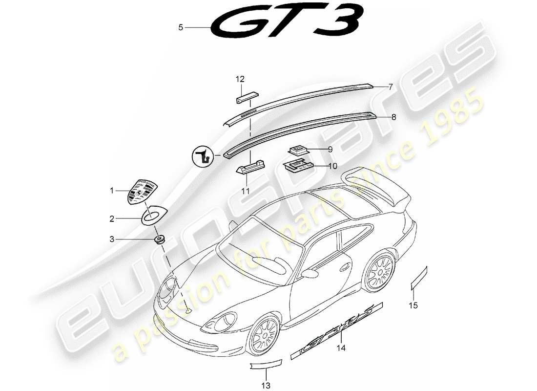a part diagram from the porsche 2001 (996 gt3) parts catalogue