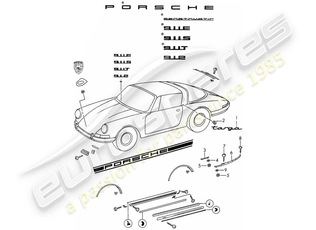 a part diagram from the porsche 1969 (911/912) parts catalogue