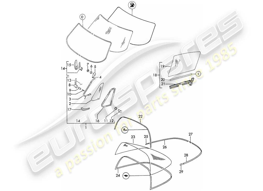 a part diagram from the porsche 911 parts catalogue