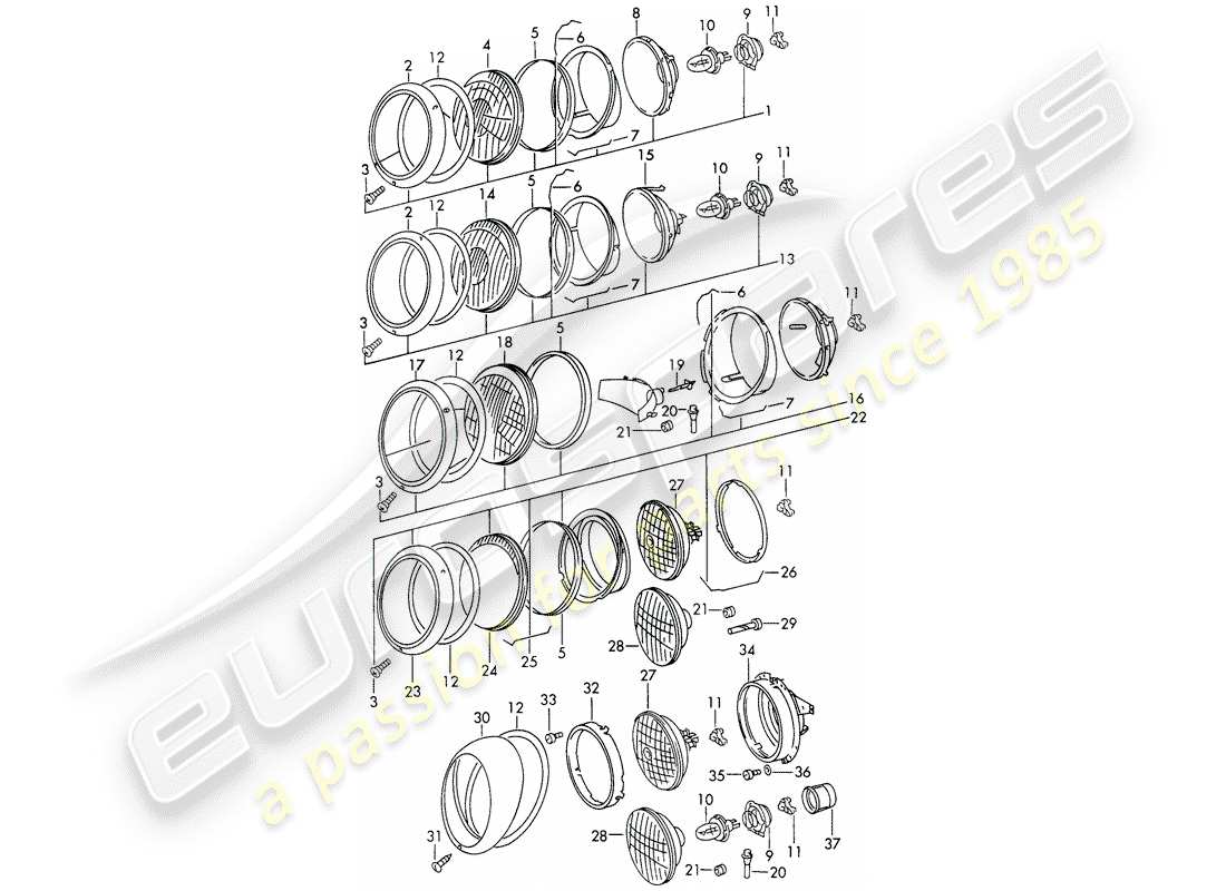 a part diagram from the porsche 1968 (911/912) parts catalogue