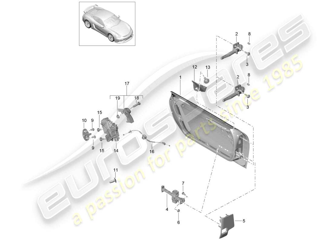 VIEW PARTS DIAGRAMS FROM THE PORSCHE CAYMAN PARTS CATALOGUE a part diagram from the porsche cayman parts catalogue