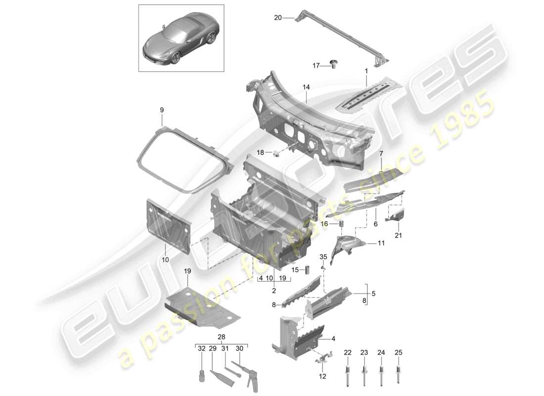 a part diagram from the porsche 2015 (981 boxster) parts catalogue