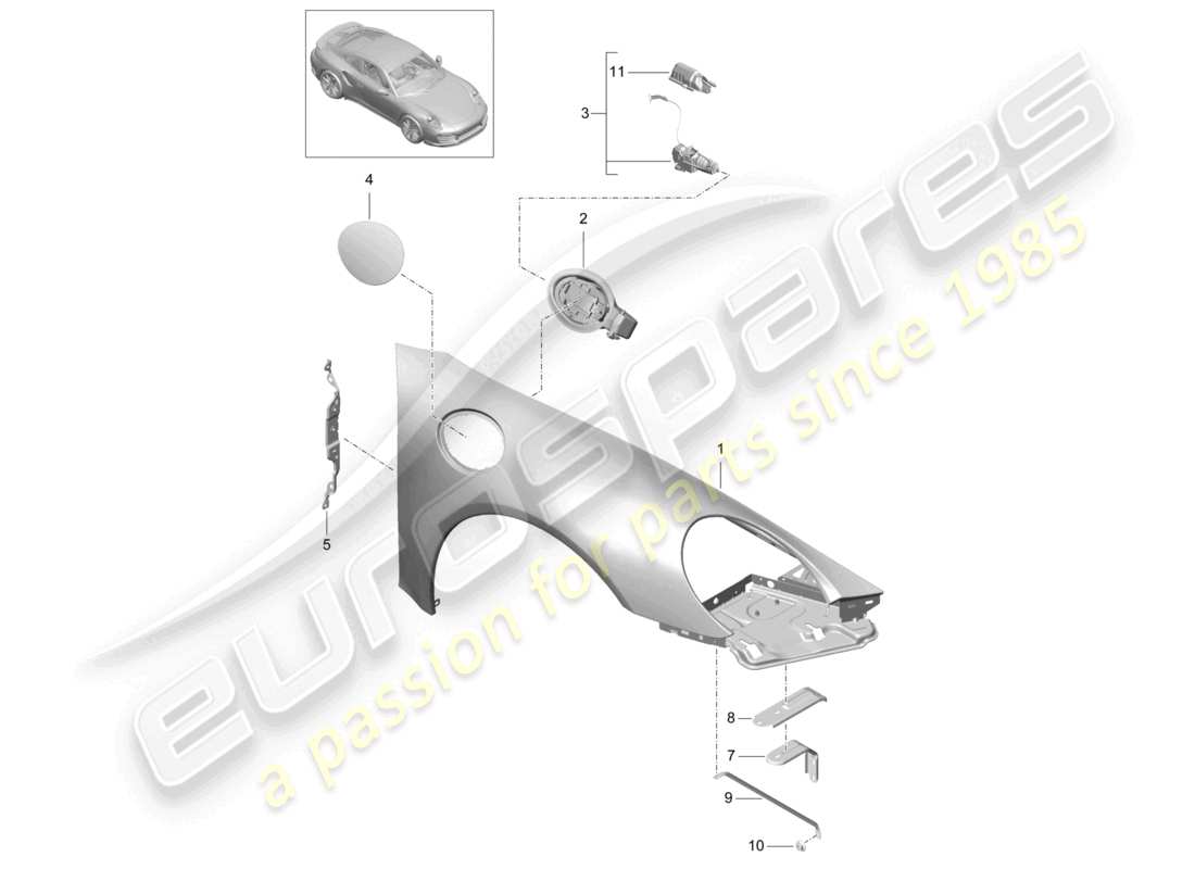 a part diagram from the porsche 991 parts catalogue