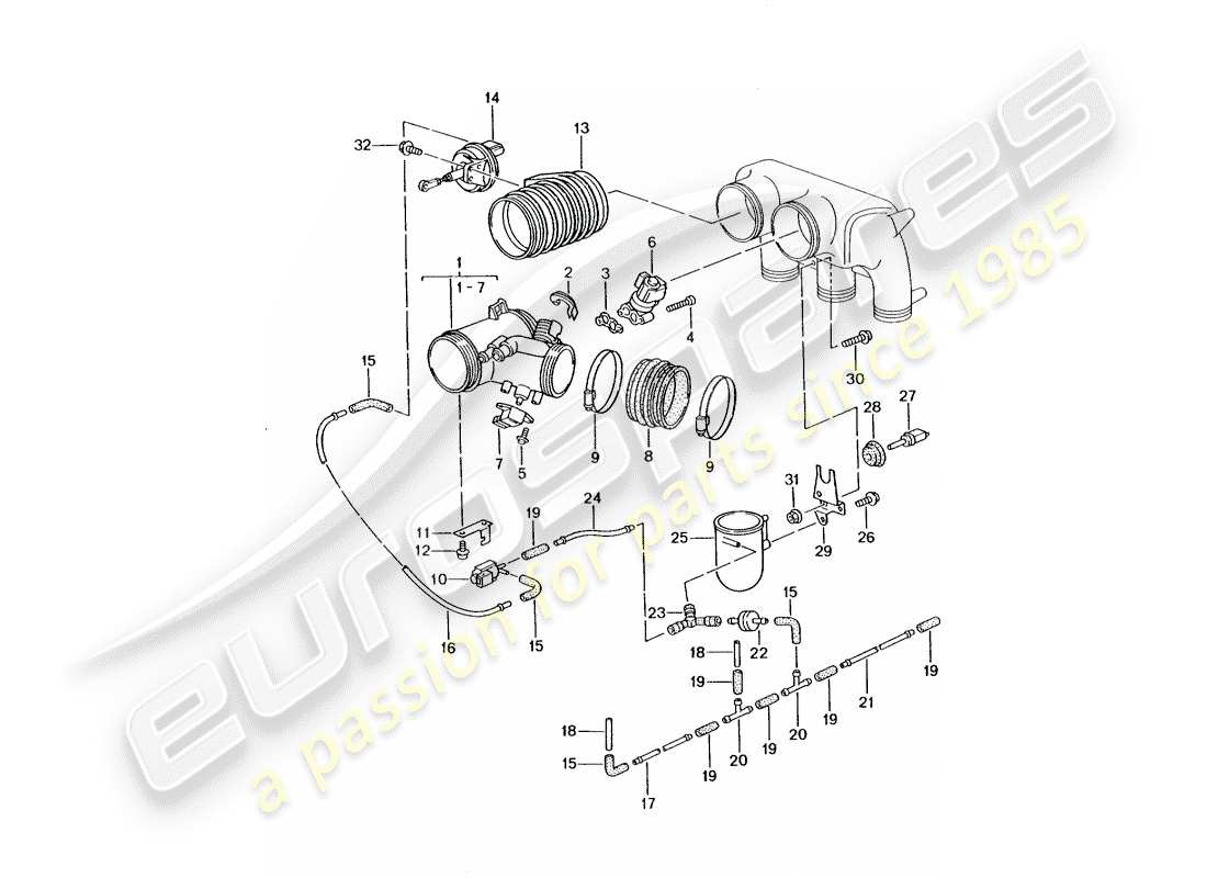 a part diagram from the porsche 2005 (996 gt3) parts catalogue