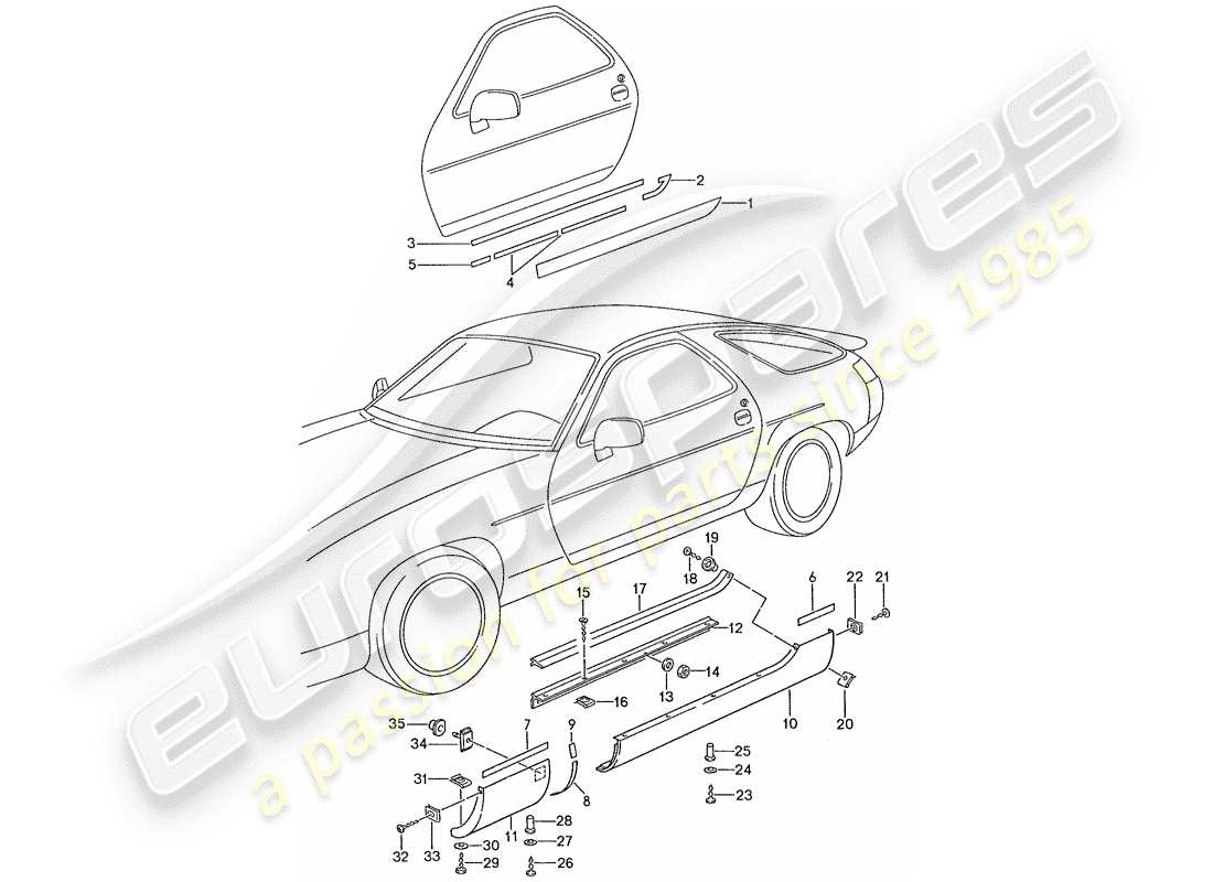 VIEW PARTS DIAGRAMS FROM THE PORSCHE 928 PARTS CATALOGUE a part diagram from the porsche 928 parts catalogue