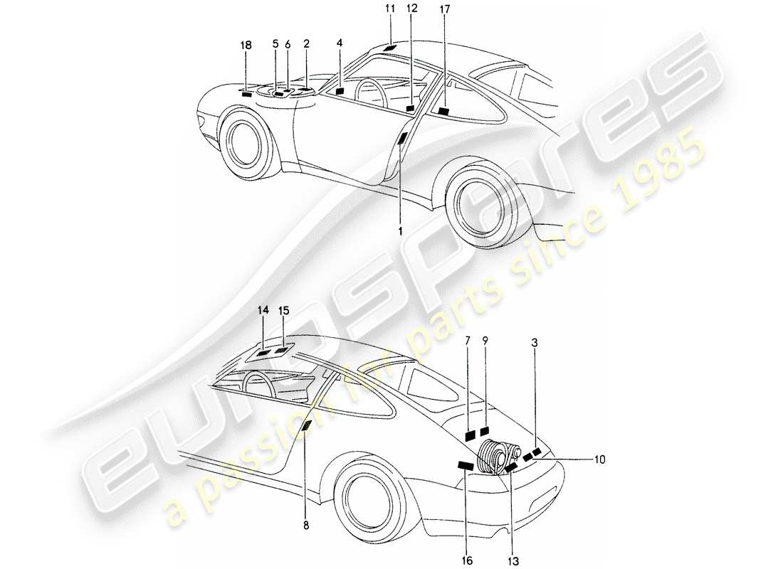 a part diagram from the porsche 1998 (993) parts catalogue