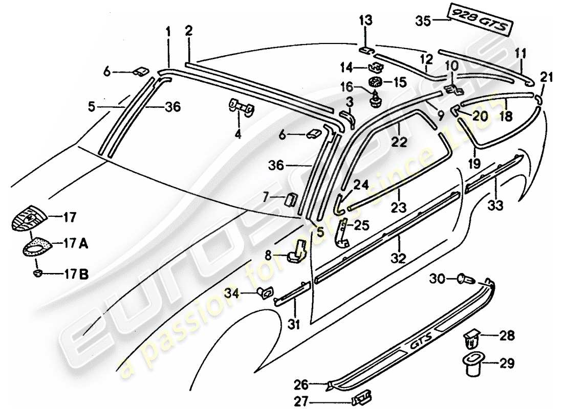 a part diagram from the porsche 928 parts catalogue