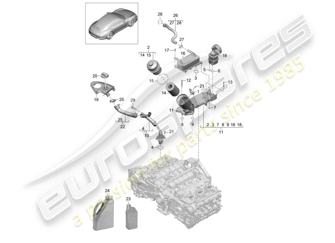 a part diagram from the porsche 991 parts catalogue