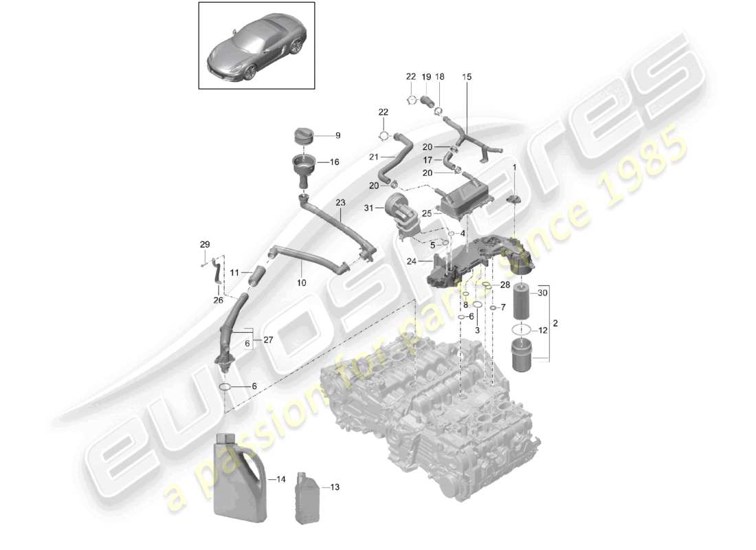 a part diagram from the porsche boxster parts catalogue