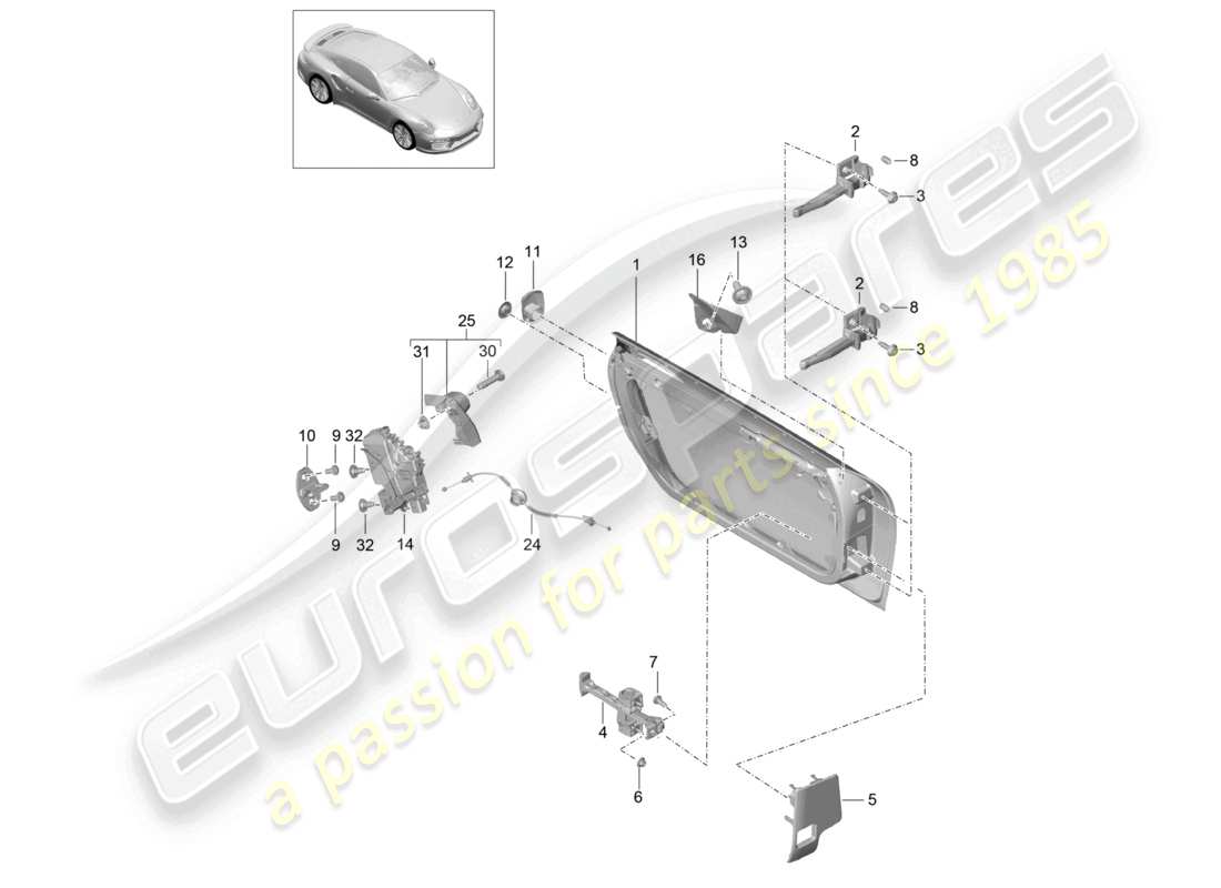 a part diagram from the porsche 2014 (991-1 turbo) parts catalogue