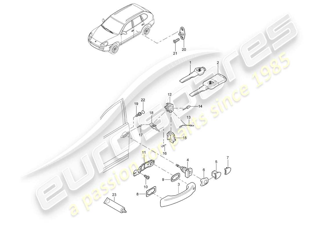 a part diagram from the porsche 2005 (cayenne e1 9pa) parts catalogue