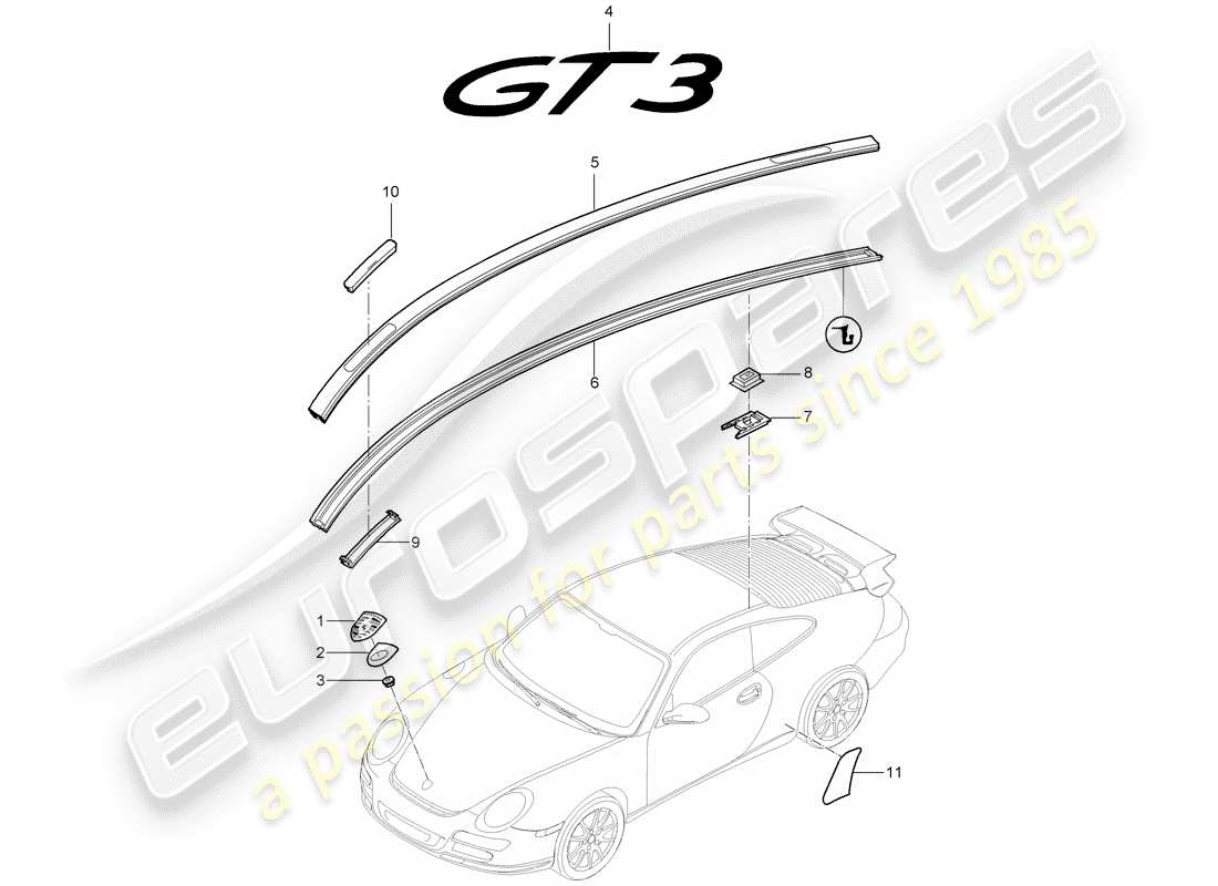 a part diagram from the porsche 2010 (997-2 gt3) parts catalogue