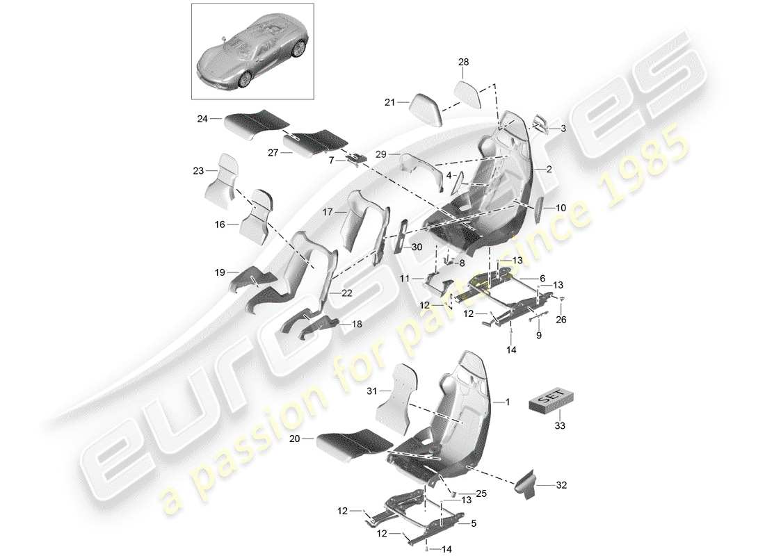 VIEW PARTS DIAGRAMS FROM THE PORSCHE 918 SPYDER PARTS CATALOGUE a part diagram from the porsche 918 spyder parts catalogue