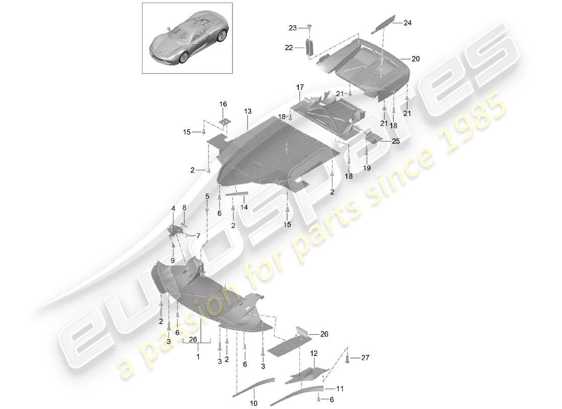 a part diagram from the porsche 2015 (918 spyder) parts catalogue