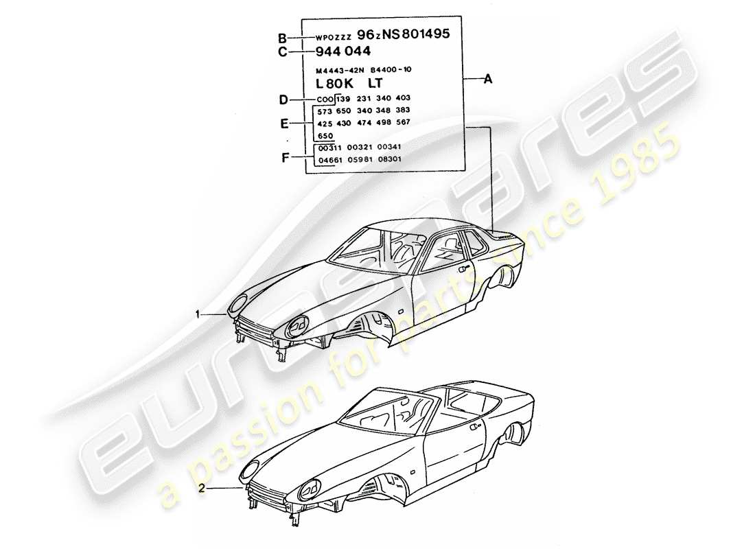 VIEW PARTS DIAGRAMS FROM THE PORSCHE 968 PARTS CATALOGUE a part diagram from the porsche 968 parts catalogue
