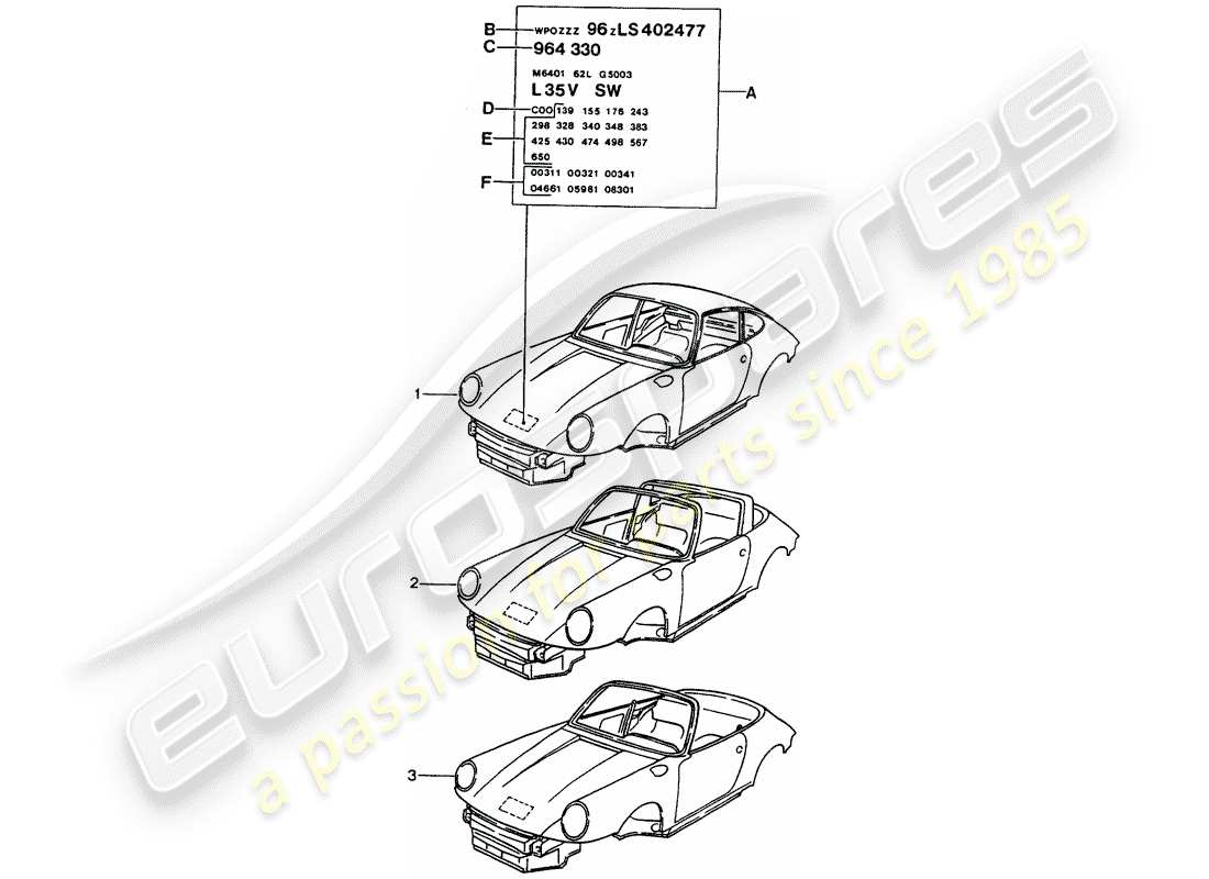 a part diagram from the porsche 964 parts catalogue