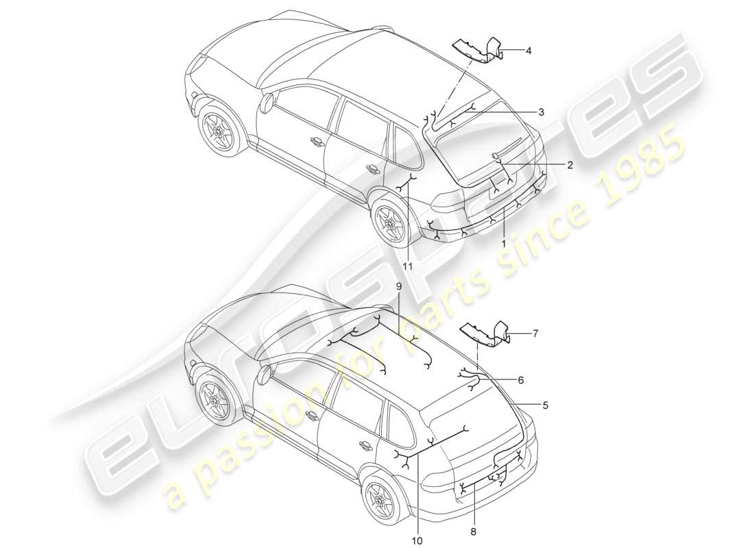 a part diagram from the porsche 2005 (cayenne e1 9pa) parts catalogue