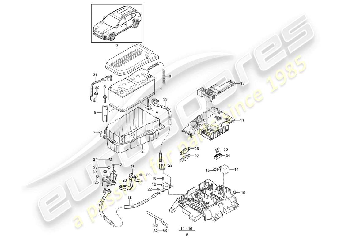 a part diagram from the porsche 2015 (cayenne e2 92a) parts catalogue