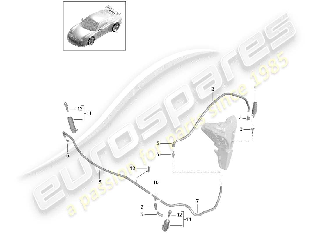 a part diagram from the porsche 2020 (991-2 r/gt3/rs) parts catalogue