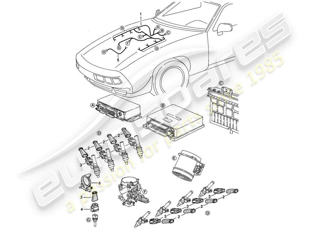 a part diagram from the porsche 1984 (928) parts catalogue